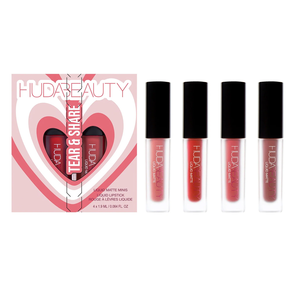 huda-beauty-tear-and-share-liquid-matte-minis ست مینی رژ مایع هدی بیوتی مدل Tear & Share Liquid Matte Minis