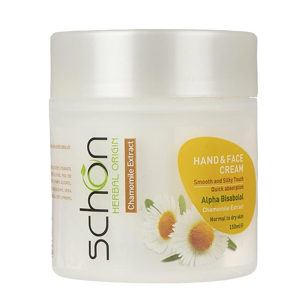 schon-chamomile-hand-and-face-cream کرم دست و صورت شون مدل عصاره بابونه حجم 150 میلی لیتر