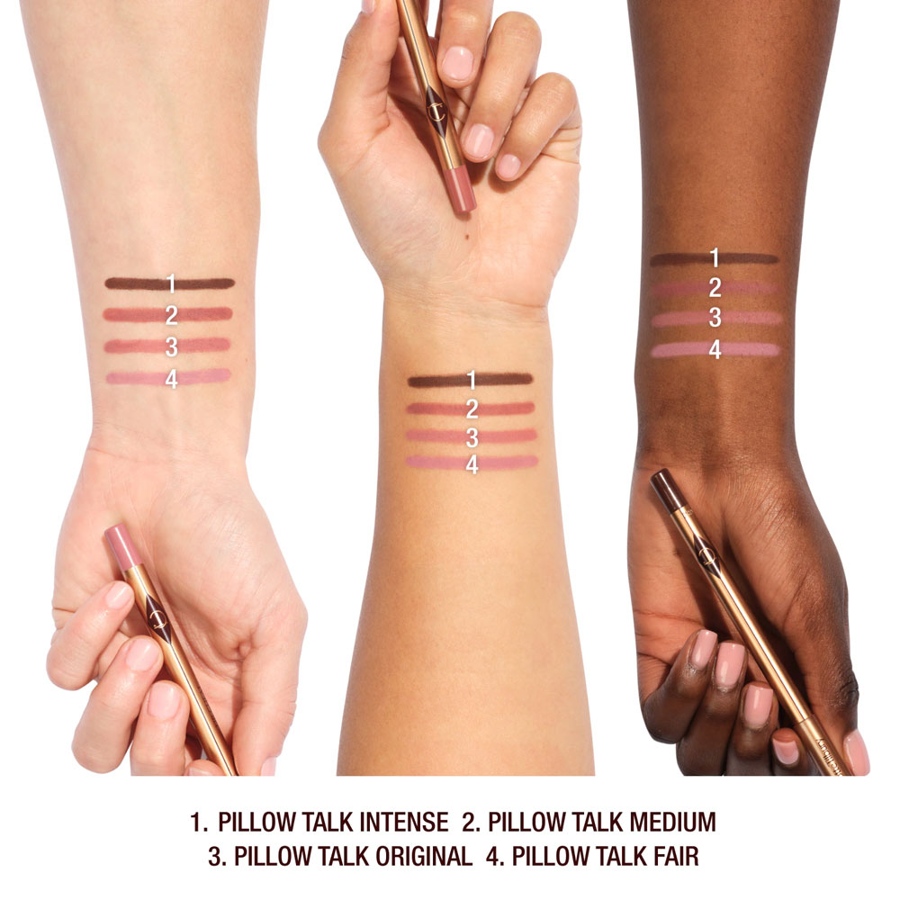 charlotte-tilbury-mini-pillow-talk-lip-set-liner-swatches ست رژ لب و خط لب شارلوت تیلبری مدل Pillow Talk - Image 4