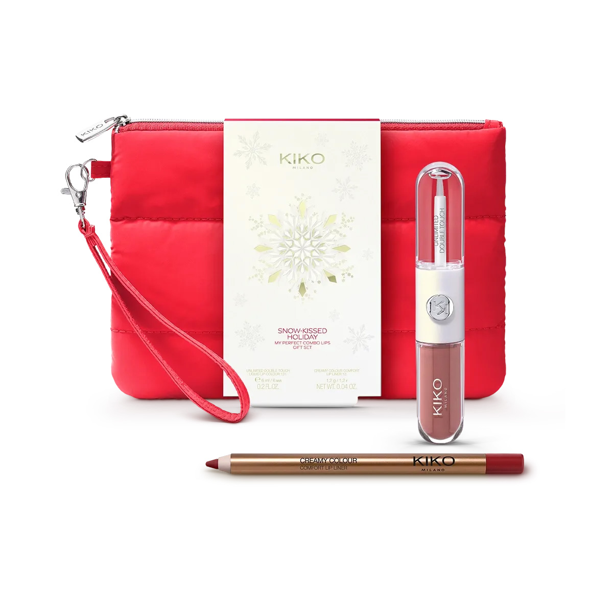 kiko-snow-kissed-holiday-my-perfect-combo-lips-gif-01 ست هدیه کیکومیلانو، لیپ گلاس دو طرفه و مداد لب مدل Snow Kissed Holiday