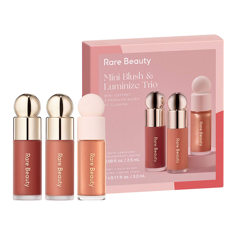 rare-beauty-mini-blush-luminize-trio ست رژگونه و هایلایتر مینی رر بیوتی Mini Blush & Luminize Trio